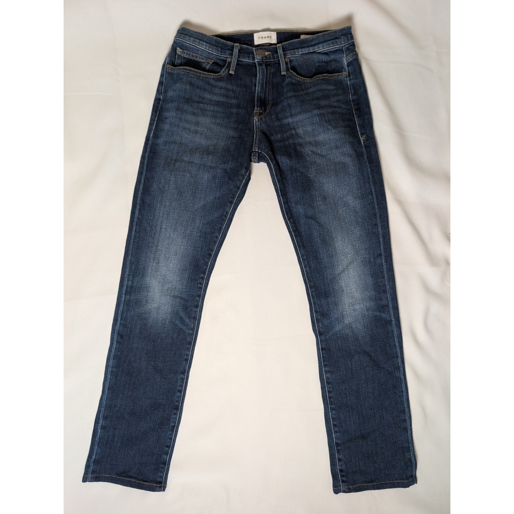 Frame Womens L'Homme Skinny Fit Jeans Size 31 Dark Wash Denim Mid Rise